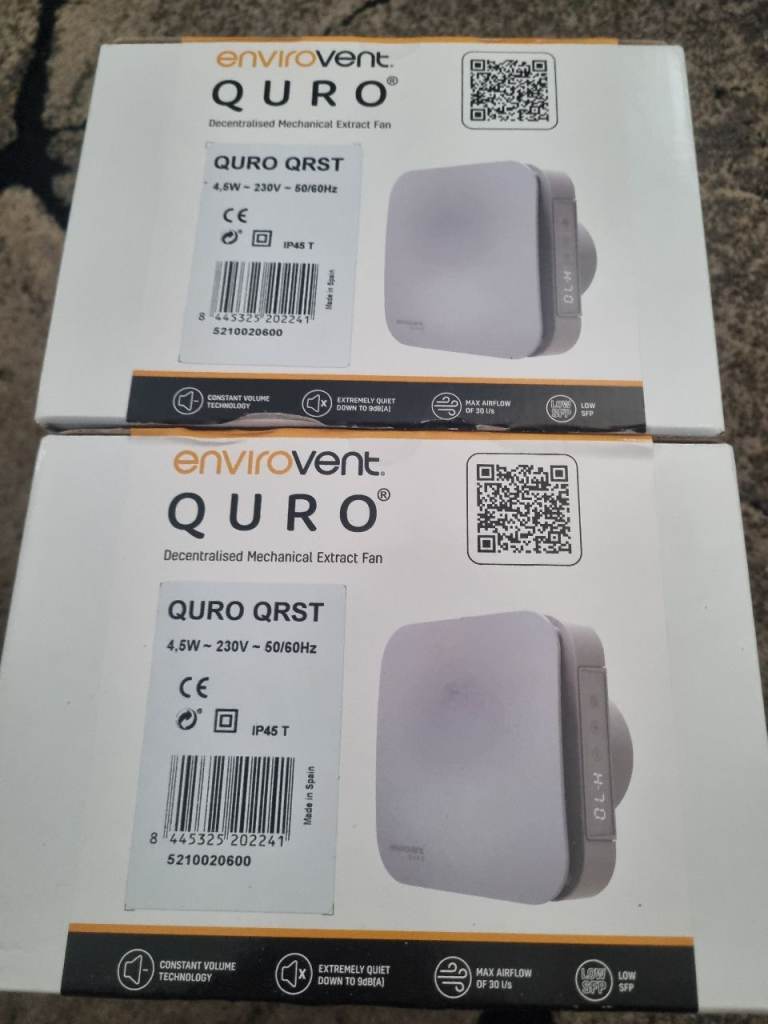 NEW EnviroVent QURO QRST Decentralised Mechanical Extract Fan
