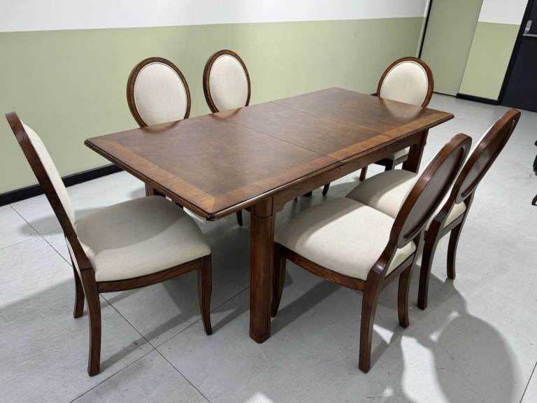 image for Stunning Solid Ash Dining Room Furniture Set (Lovely Extending Dining Table & 6 Dining Chairs) 