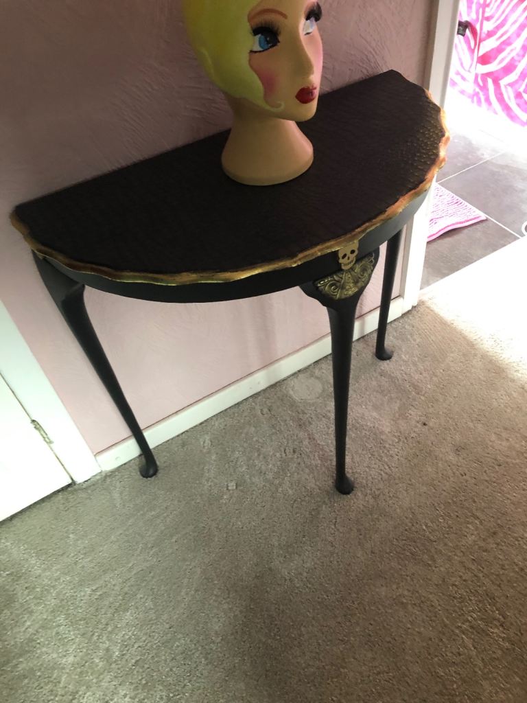 Upcycled half moon table 