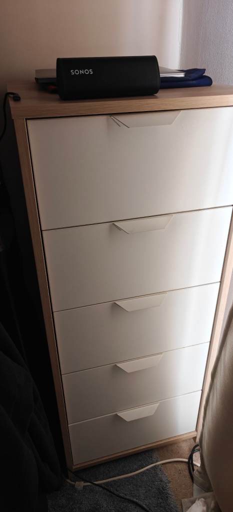 TWO IKEA Wood Chests of 5 Drawers & 3 drawers - Good Condition - £60 for both