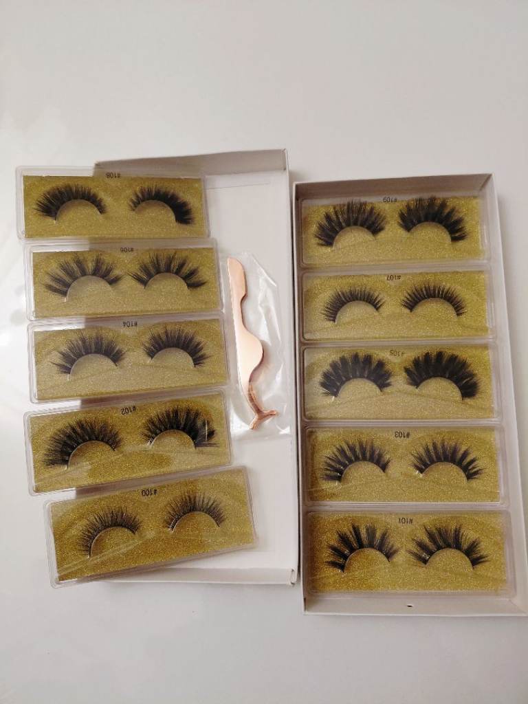 10 PAIRS MINK FALSE LASHES FOR MAKEUP EYELASHES EXTENSION,REUSABLE  withTweezers