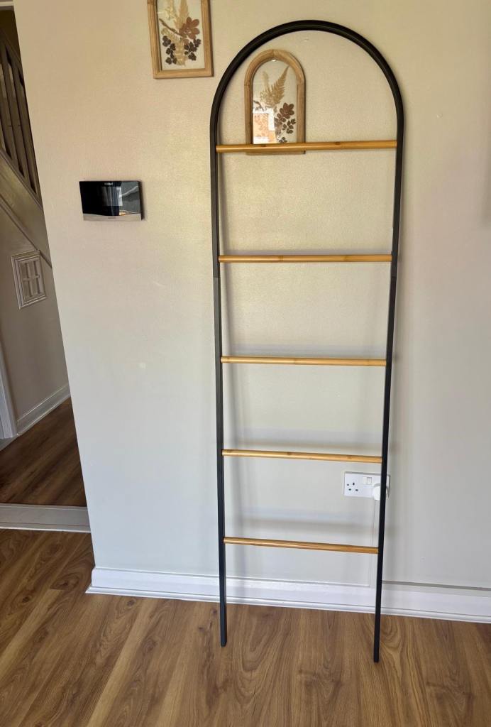 Bamboo and metal towel rail ladder