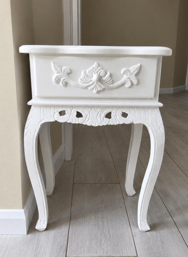 White French Style Bedside Table with Drawer