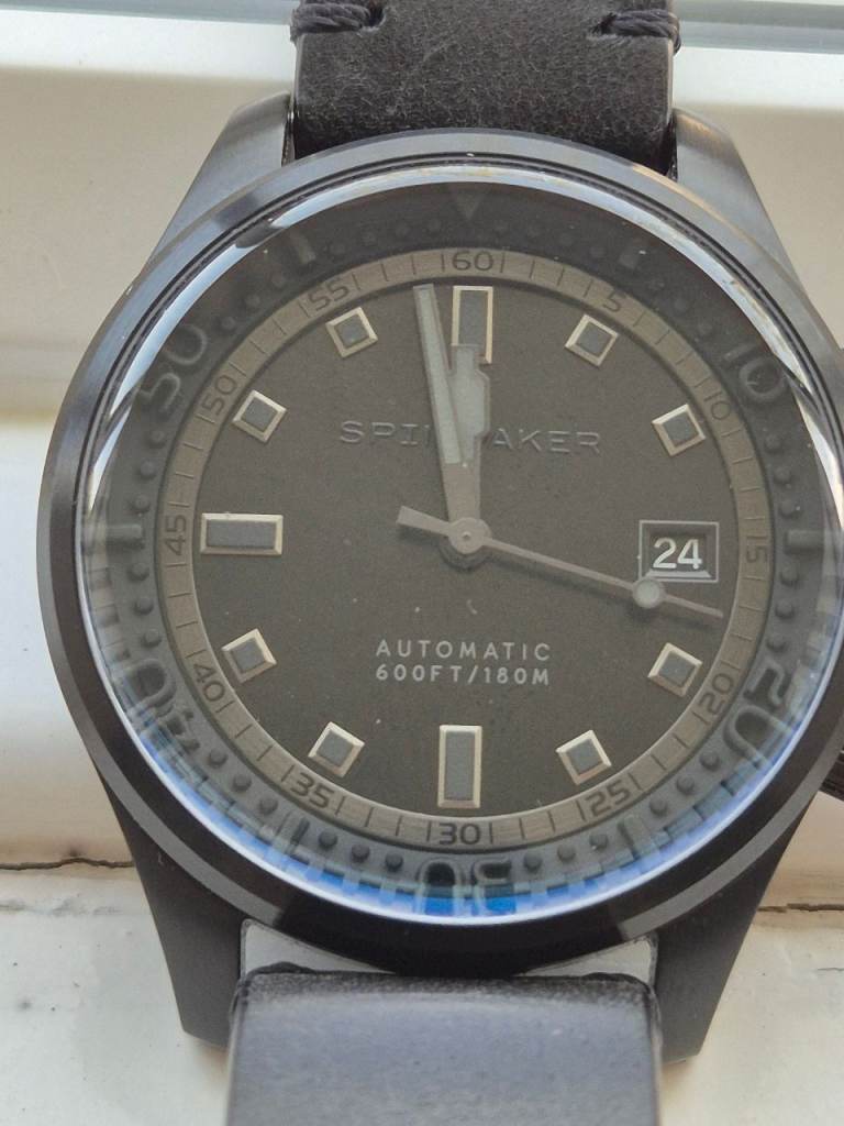 Spinnaker Automatic Watch - Black with Leather Strap