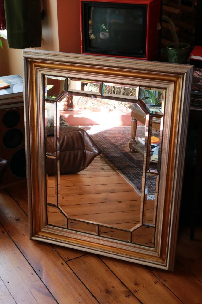 Art deco vintage gold & silver wall mirror 95cm x 75cm