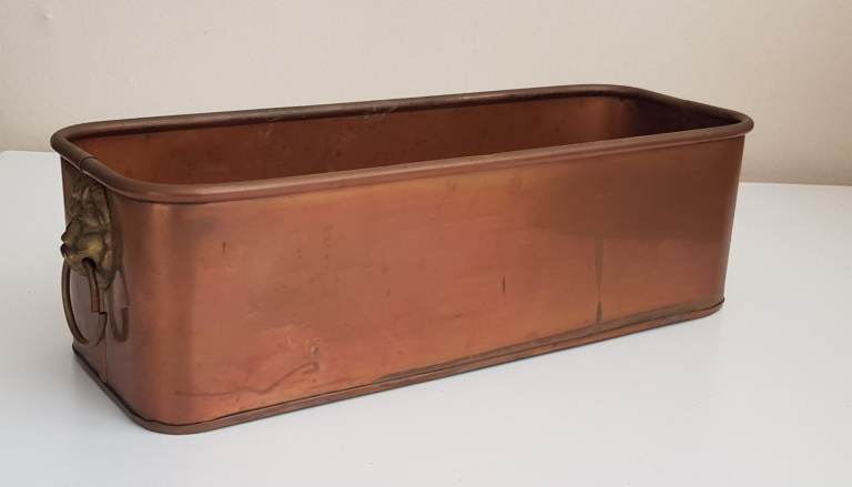 •• Antique / Vintage Victorian Copper Planter with Lion Head Handles • c1890 ••