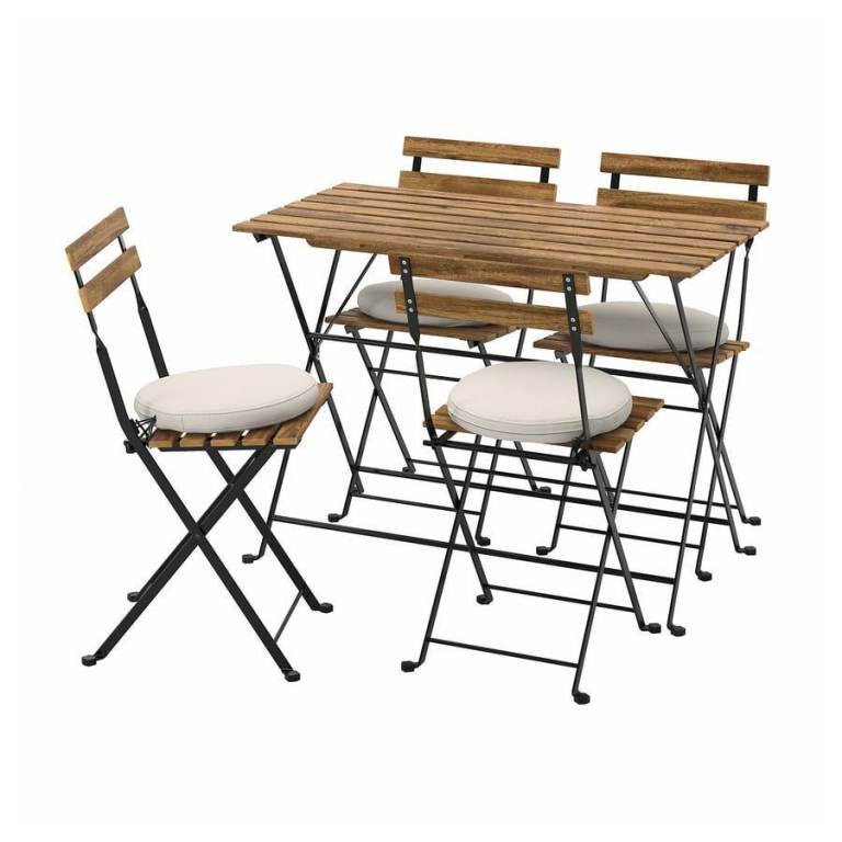  IKEA TÄRNÖ Table+4 chairs, outdoor, black/light brown stained/Frösön/Duvholmen beige