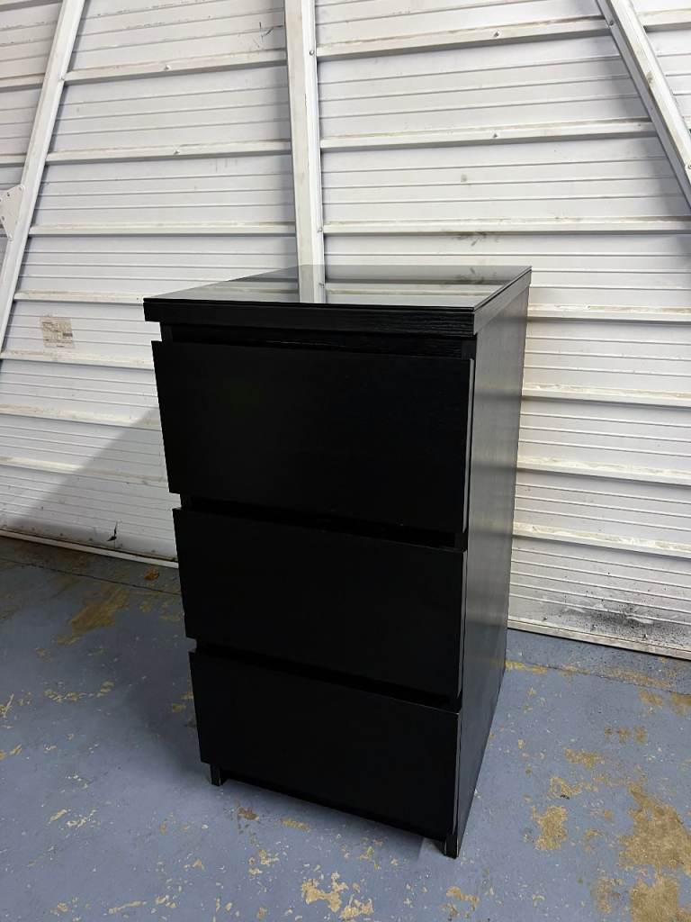IKEA Black MALM chest of drawers / Bedside cabinet