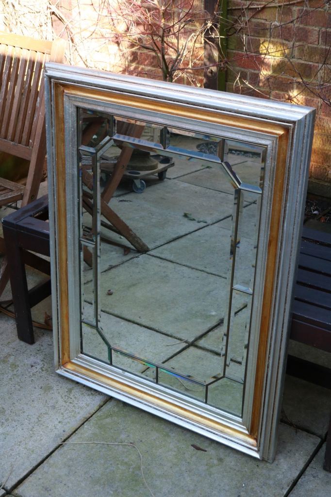 Art deco vintage gold & silver wall mirror 95cm x 75cm
