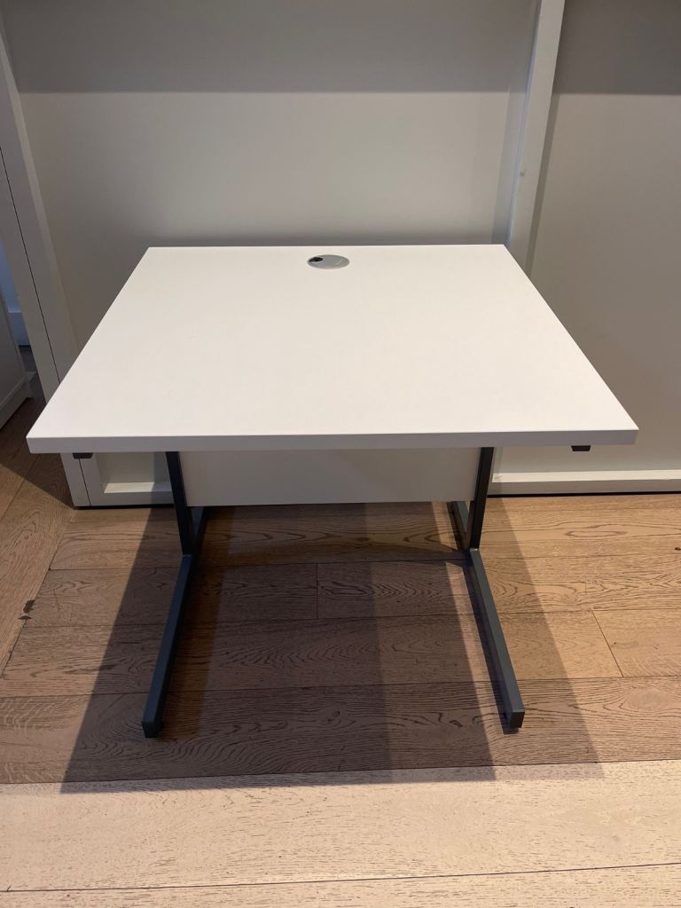 FREE DELIVERY Senator Rectangular Desk, White Top, Grey Frame, Porthole, in good condition.