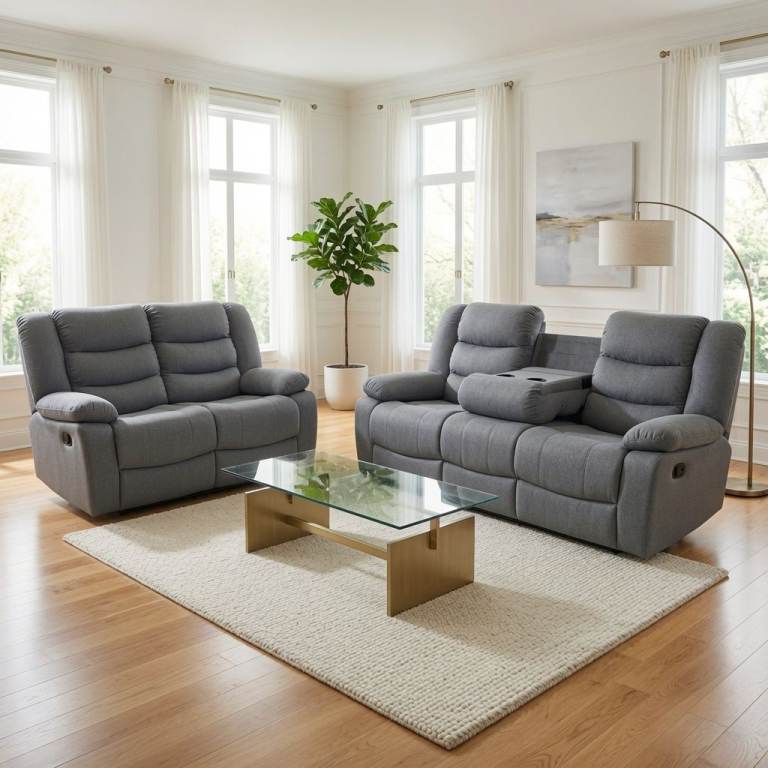 Sorrento Grey Three + Two-Seater Recliner Sofa – Brand New (Free Delivery) All over UK