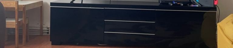 Black High Gloss TV Unit / Sideboard with Drawers and Cupboards
