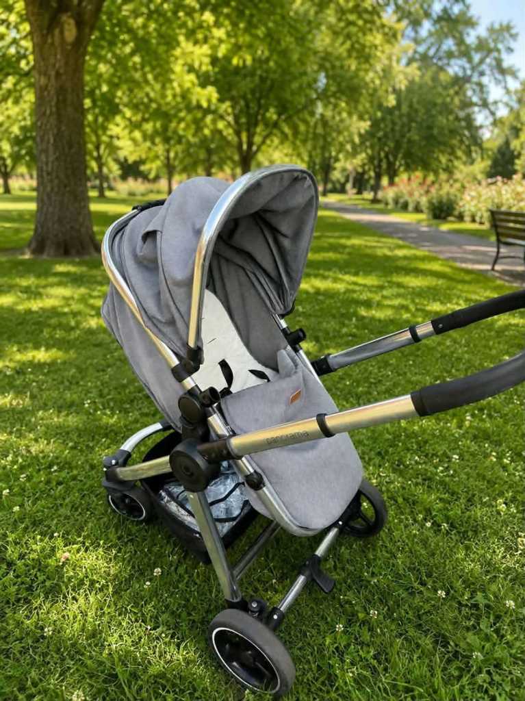 Versatile Grey Fabric 2-in-1 Baby Pram panama 