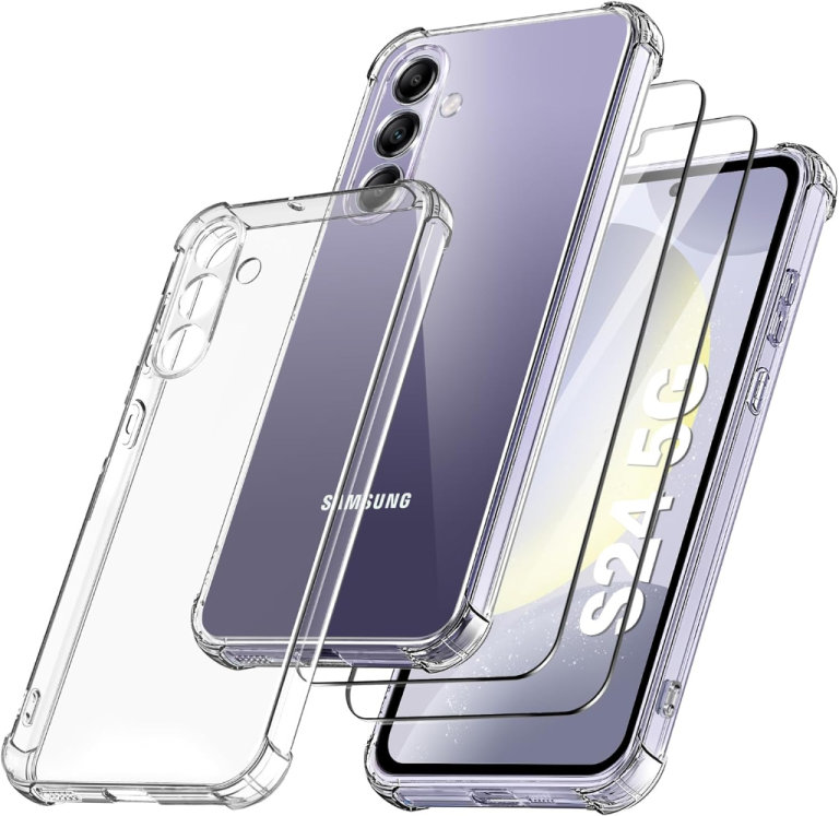 3 in 1 - Camera Cover for Samsung Galaxy S24 5G and 2 Pack Tempered Glass Screen Anti-Scratch 