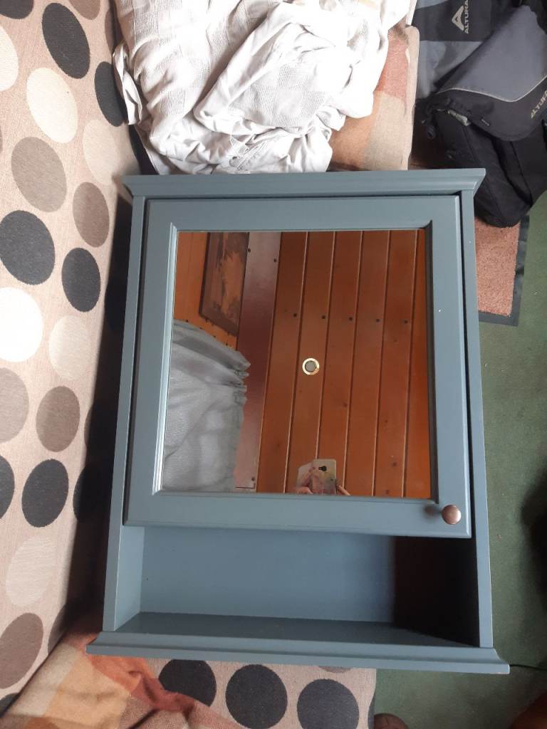 Grey wooden bathroom cabinet