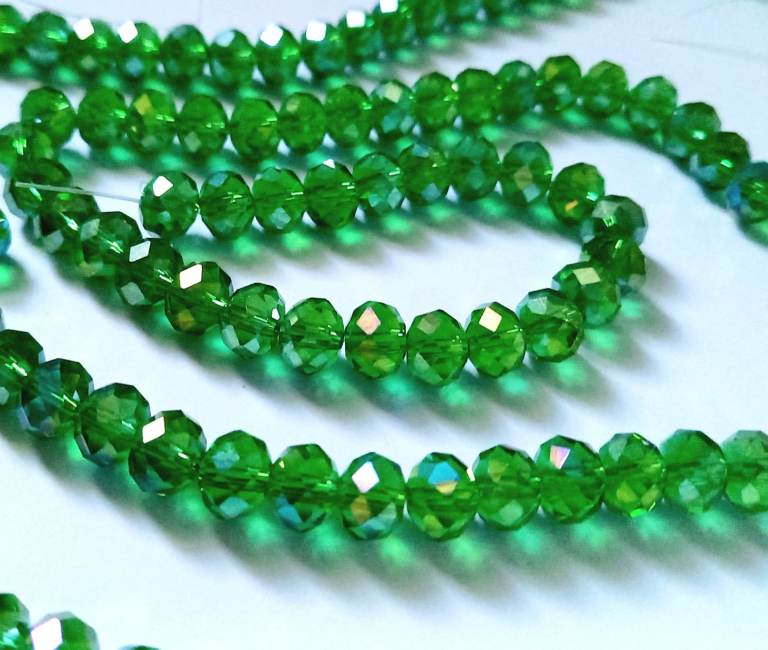 Rainbow Green Faceted Rondelle Crystal Glass Beads (String of 72) Jewellery Bracelets Earrings Gems