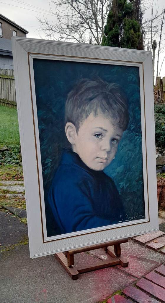 Large 1960s 'weeping Boy' picture