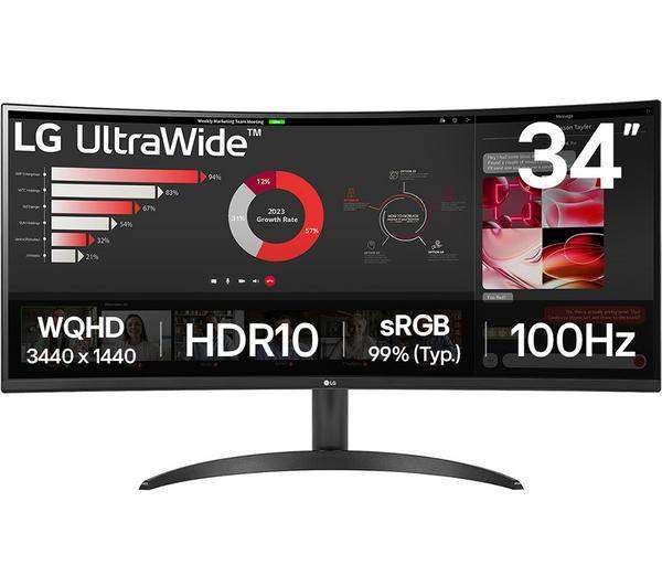 LG 34WR50QK 34" UltraWide Curved Monitor – Open Box (Unused)