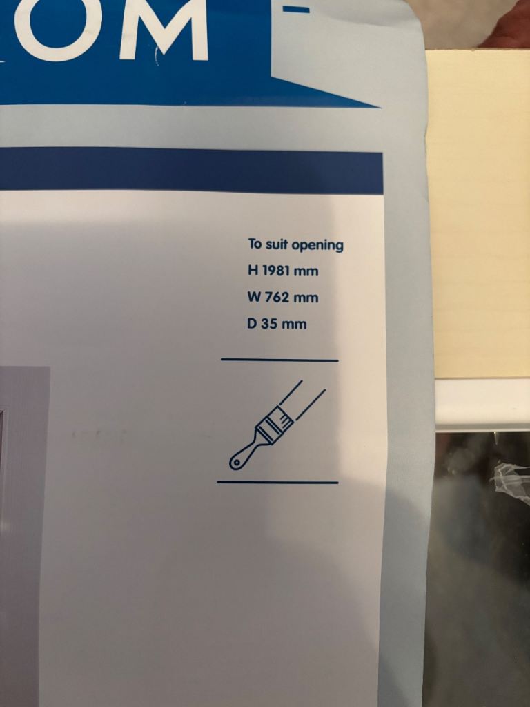 Unused White bi-fold half glazed door. (1 Trim damaged ) 