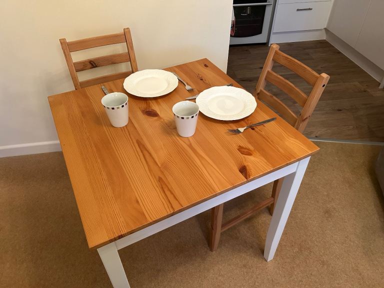 IKEA Wooden Dining Table and 2 Chairs – Good Condition