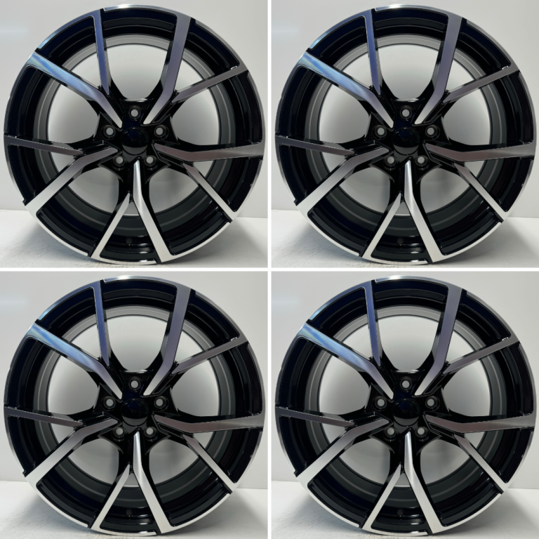 VW Golf Estoril 18” Style Alloy Wheel Set Black Diamond Cut Caddy A3 Leon 5x112