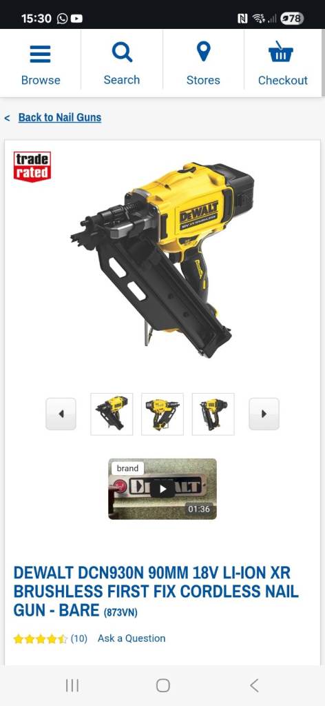 Dewalt 18v first fix nail gun 