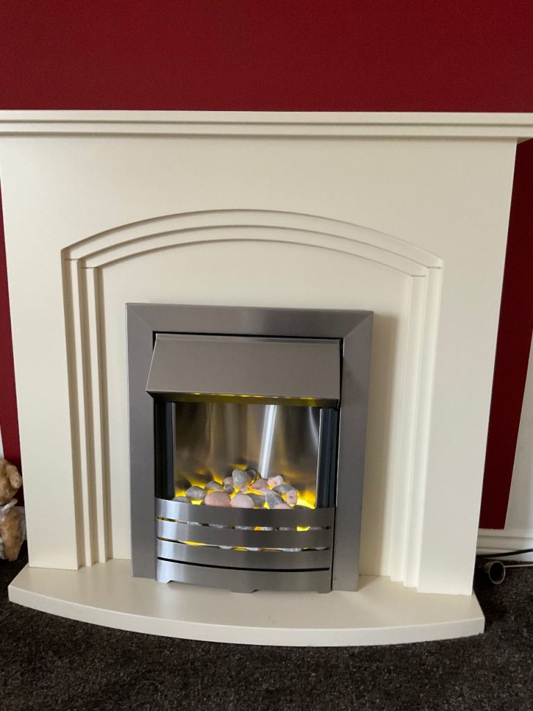 Adam Helios 2000W Electric Fireplace with Cream Mantel