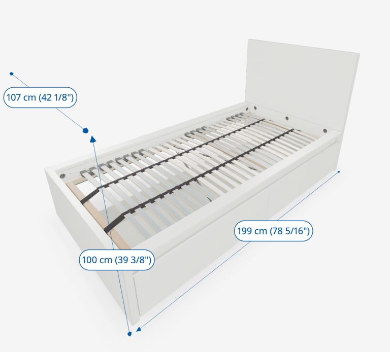 IKEA MALM single bed frame with IKEA LEIRSUND slatted base