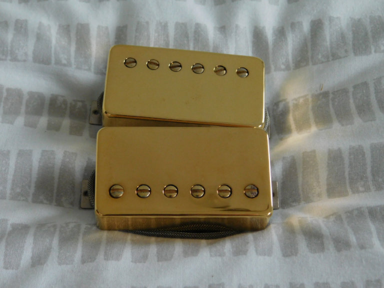 GIBSON GOLD PLATED HUMBUCKING PICKUPS - 2-CORE - OLD