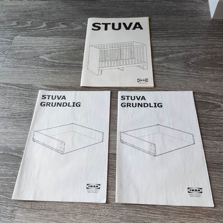 IKEA STUVA Cot Bed White With 2 STUVA GRUNDLIG Drawers & Mattress5