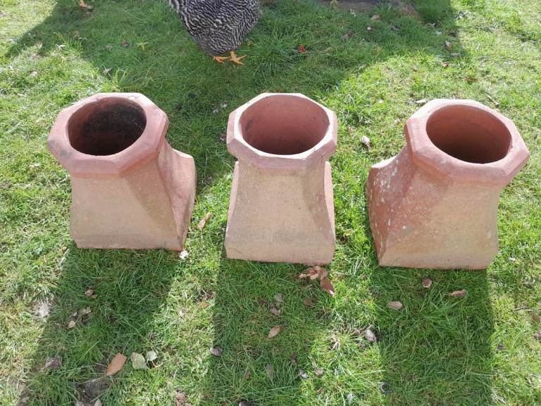 3 lovely terracotta chimney pots