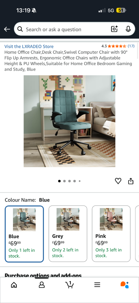 Swivel chair not used a lot 