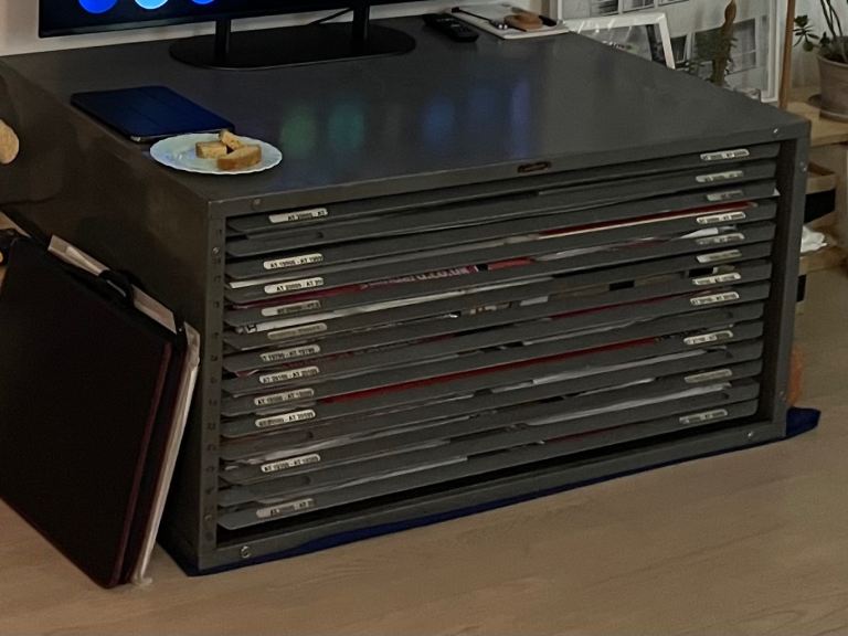 Large Grey Metal Plan Chest / Flat File Cabinet – Good Condition