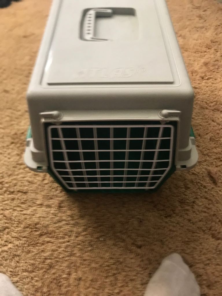 Pet Carrier Travel Crate – Grey/Green, Good Condition