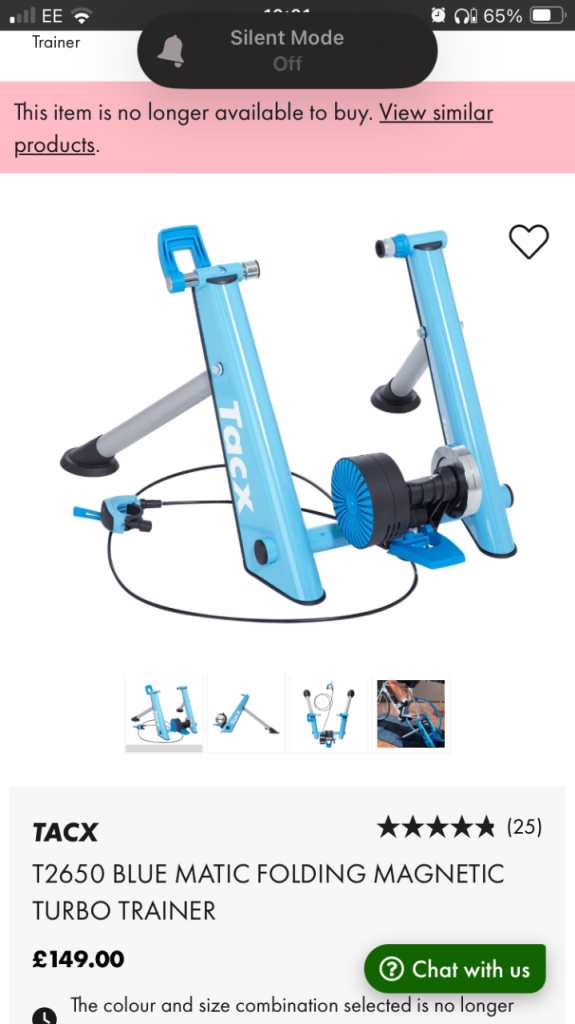 Blue Matic Tacx t2650 home trainer and wheel support 