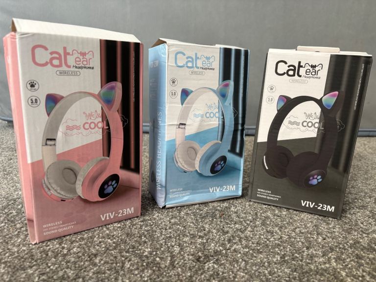 New VIV-23M Cat Ear Headphones - Pink LED Lights