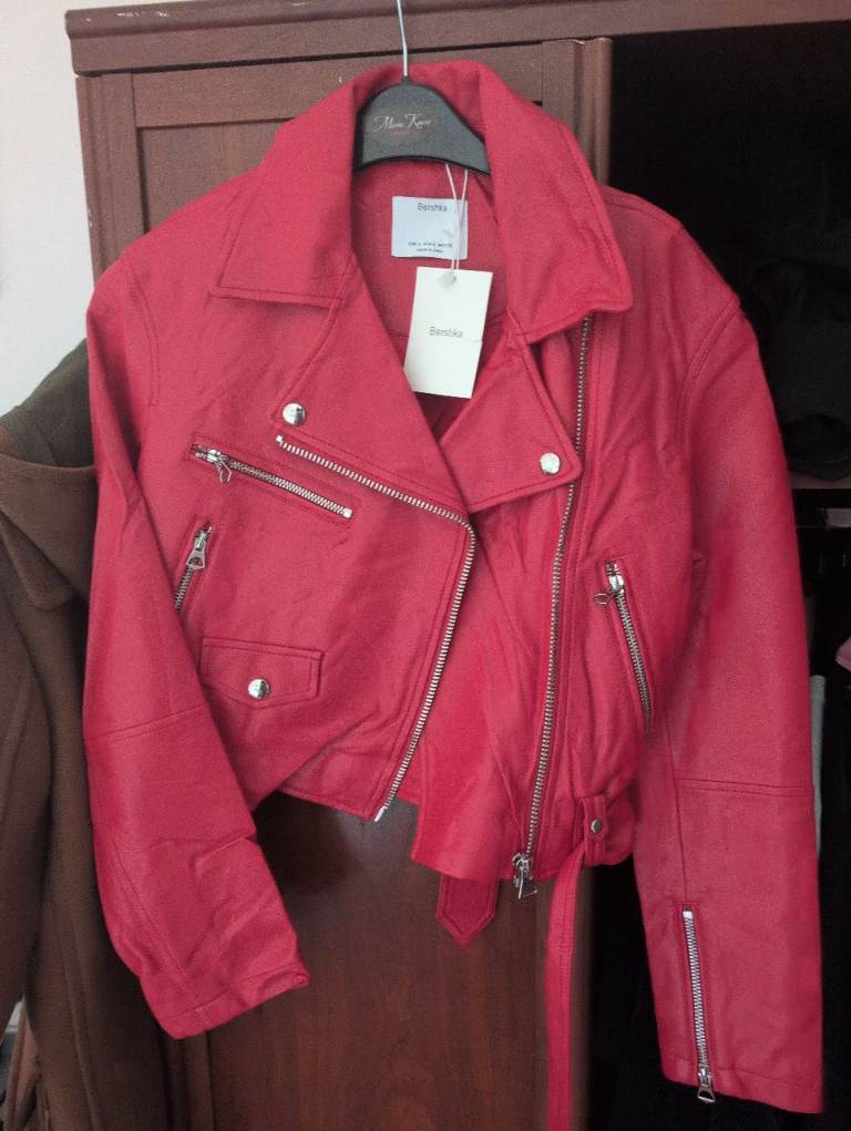 Red faux leather jacket 