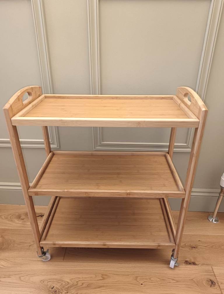 Wooden Drinks Trolley Bathroom Storage Shelving Unit Display Scandi