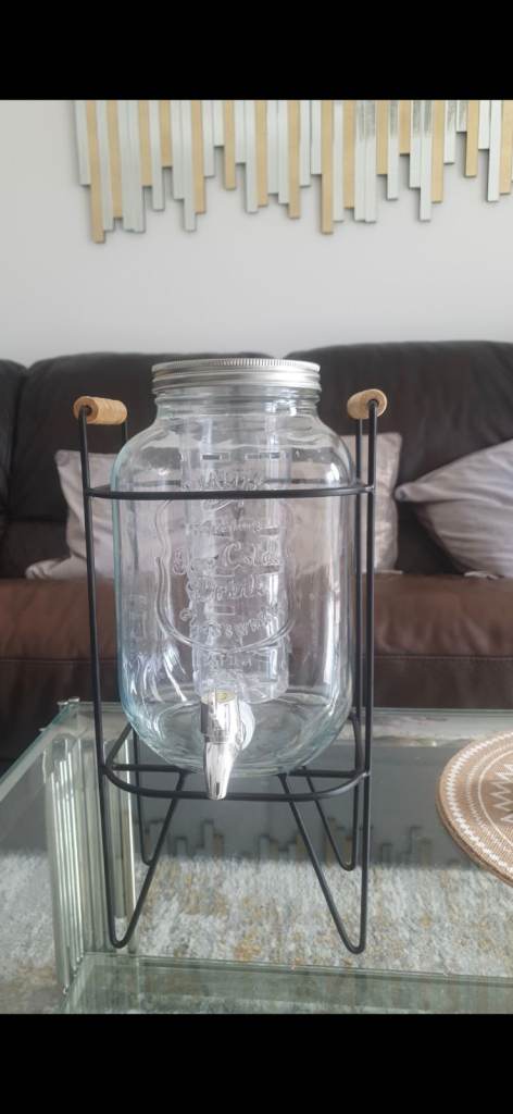 Large Glass Drinks Dispenser with Metal Stand