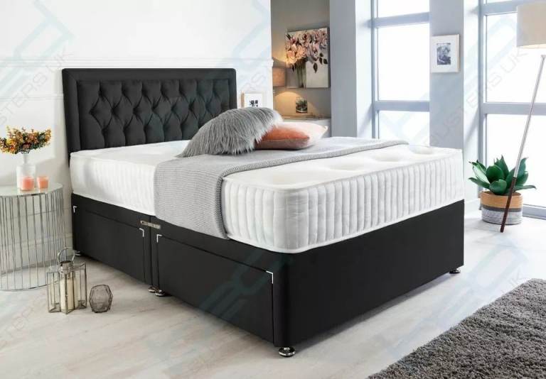 Stylish DIVAN 4FT6 Double Divan Bed Base With Storage + Mattress >> 20% Off Deal >> Same Day