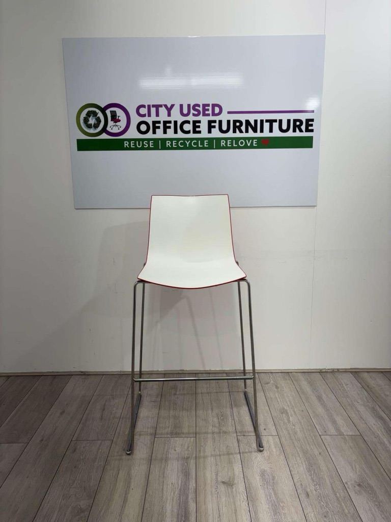Arper Bar Stool White Red Commercial Cafe Barstool £119 + VAT