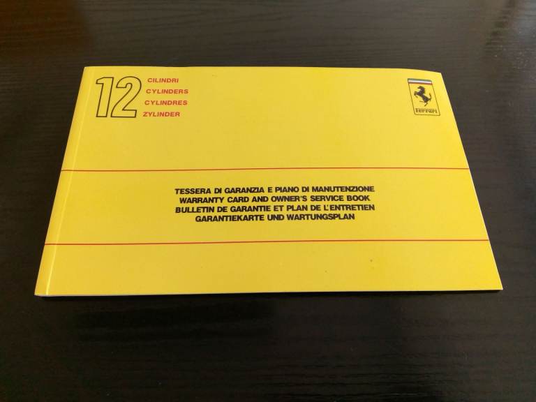 Ferrari Testarossa warranty book service 