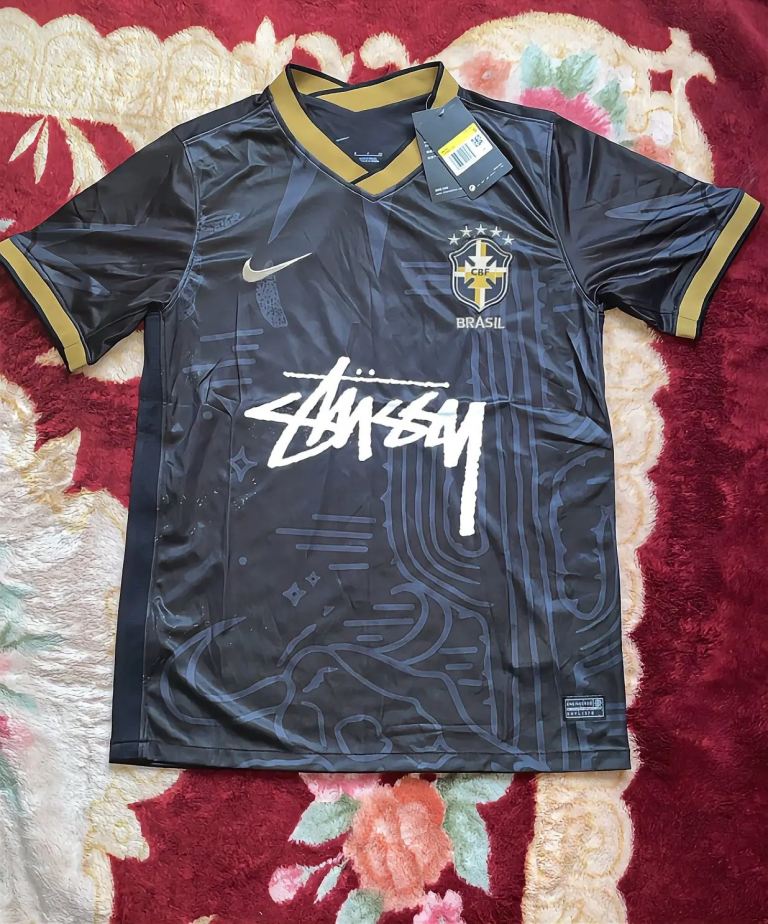 Stussy x Brazil Special Edition Football Shirt - Black/Green, Size S