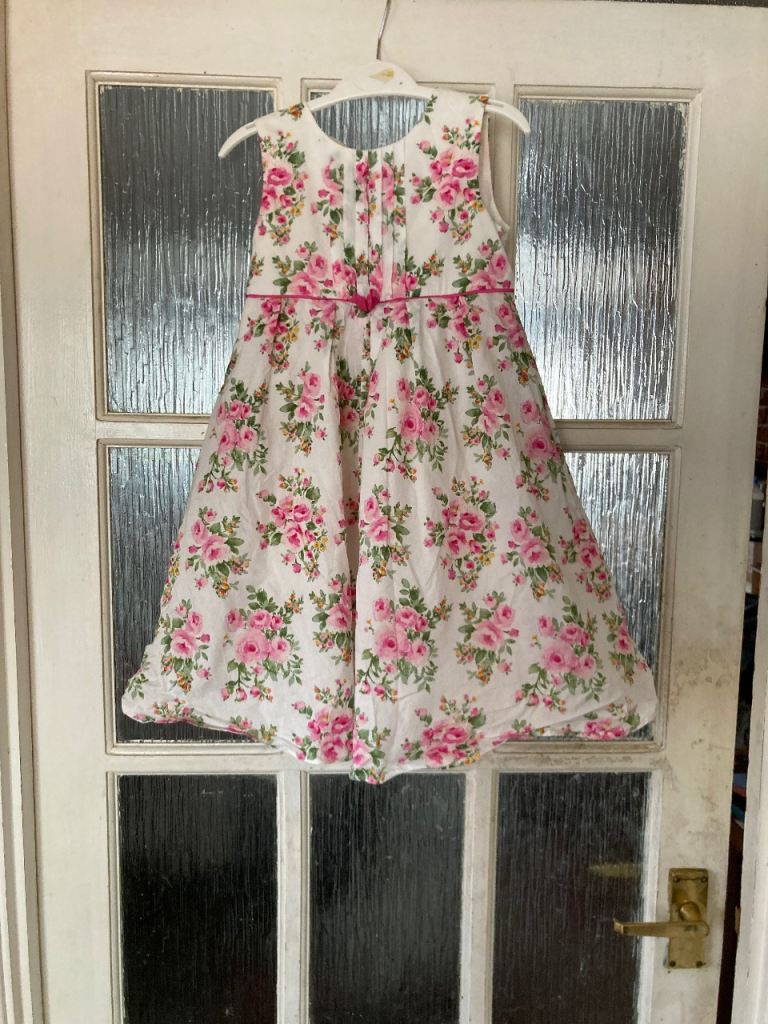 Monsoon Girls' Floral Dress, Pink & White, Age 2-3 Years