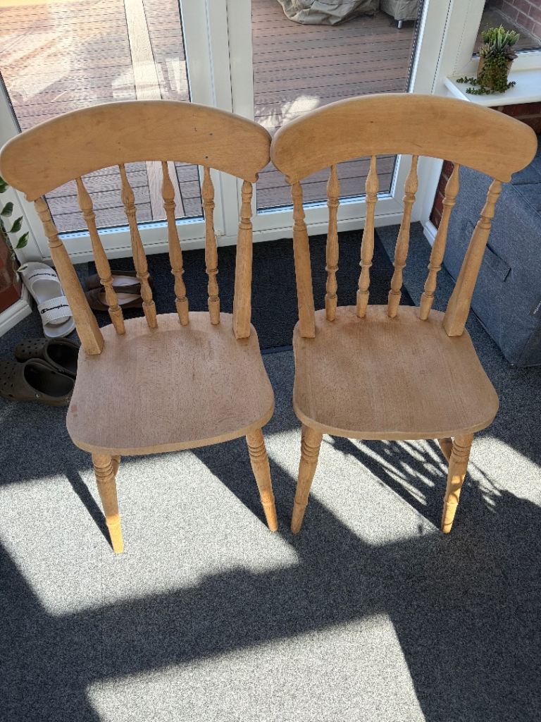 Pair of spindle back dining chairs
