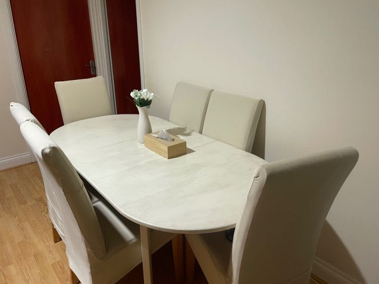 Dining Table Cream white beige wooden