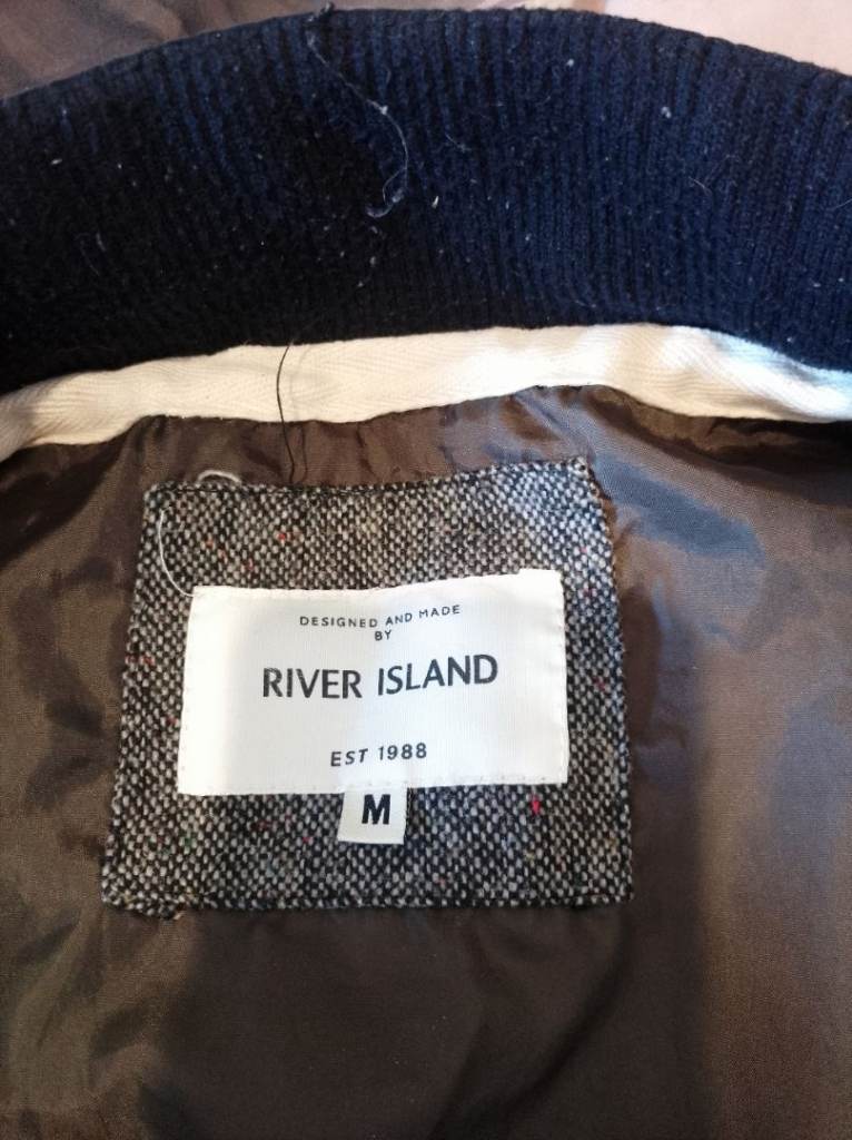 River Island Men's Quilted Jacket – Black, Size M