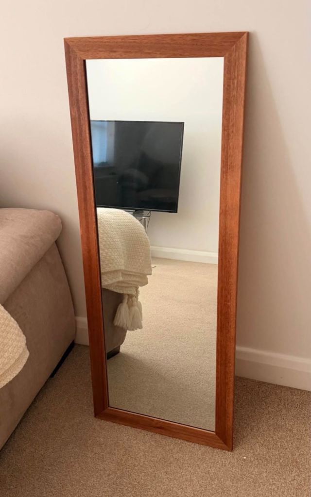 Light Oak Wood Frame Mirror – 35 x 100 cm
