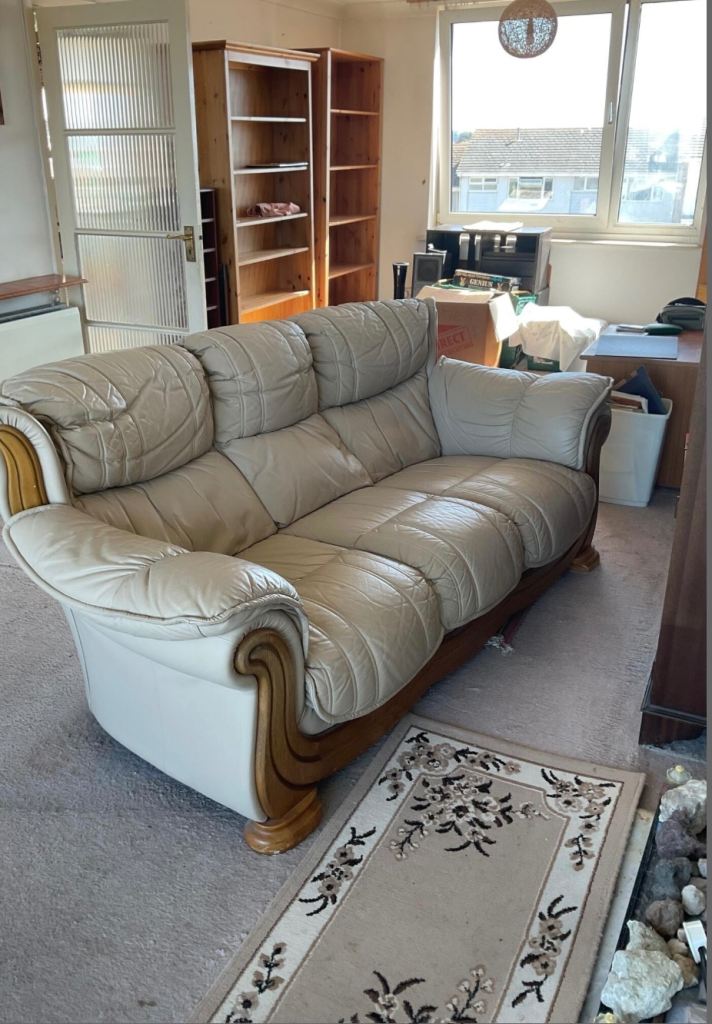 Soft leather settee FREE