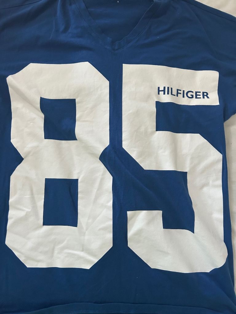 Tommy Hilfiger Blue T-Shirt with '85' Print - Size S, Good Condition